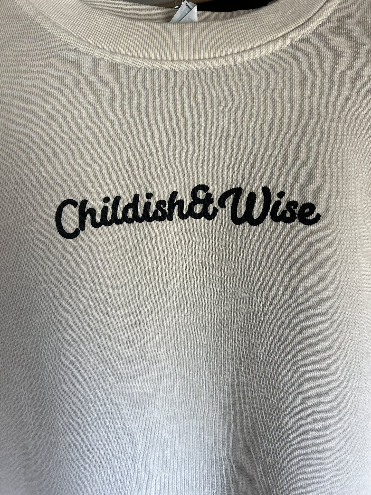 100% Cotton Garment-died crew neck sweatshirt Bone Grey