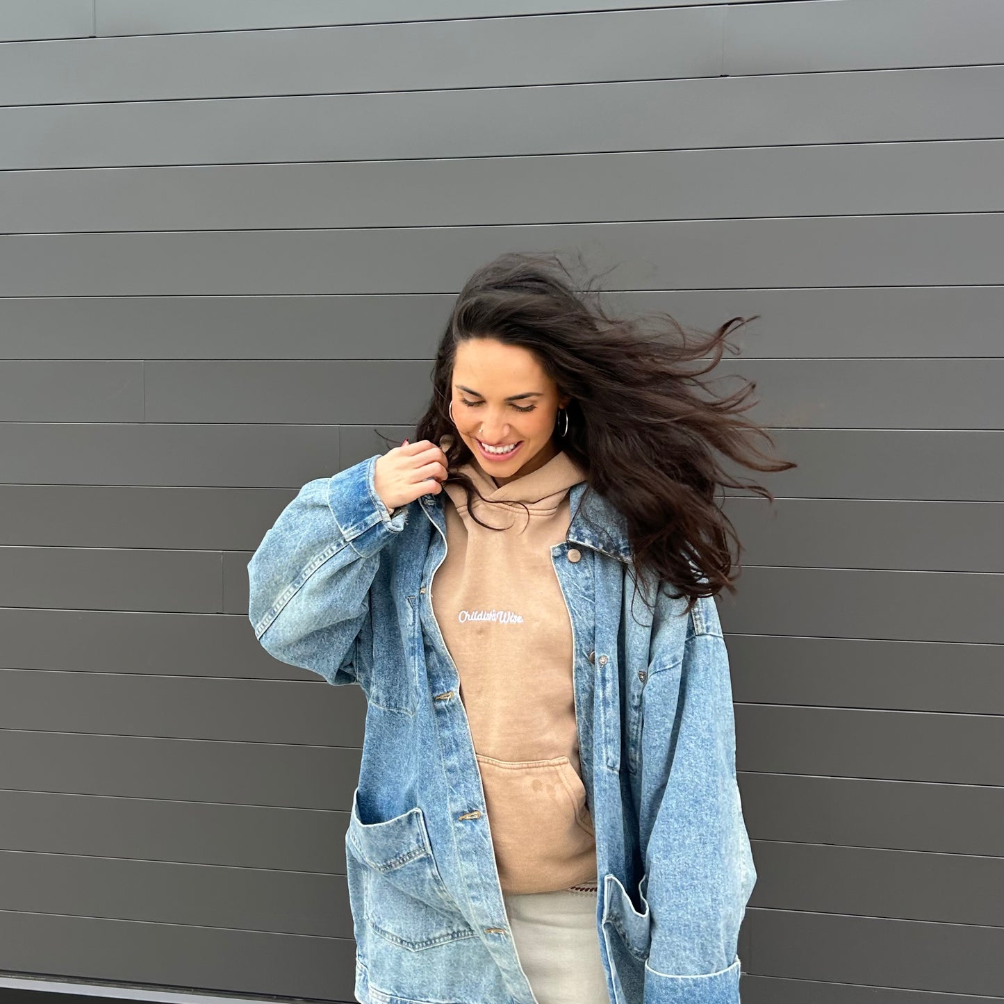 Childish & Wise - Embroidered Hoodie (Pigment Burro)