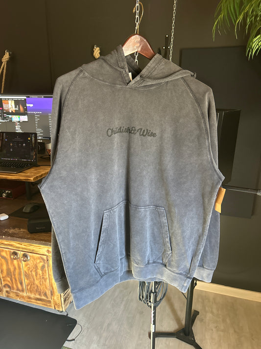100% Cotton XL Hoodie Washed Grey